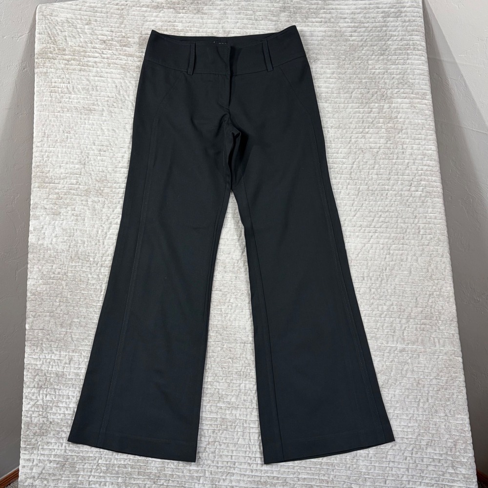 Cache Womens Black Flare Dress Pants Low Rise Zipper Back Pockets Size 2